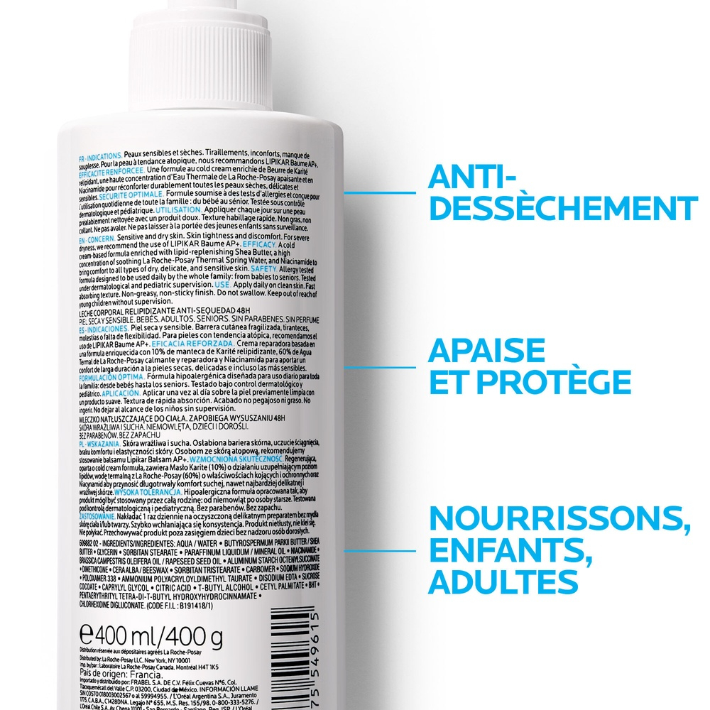 LA ROCHE-POSAY – Lipikar Lait Relipidant Corps – 400ml 1