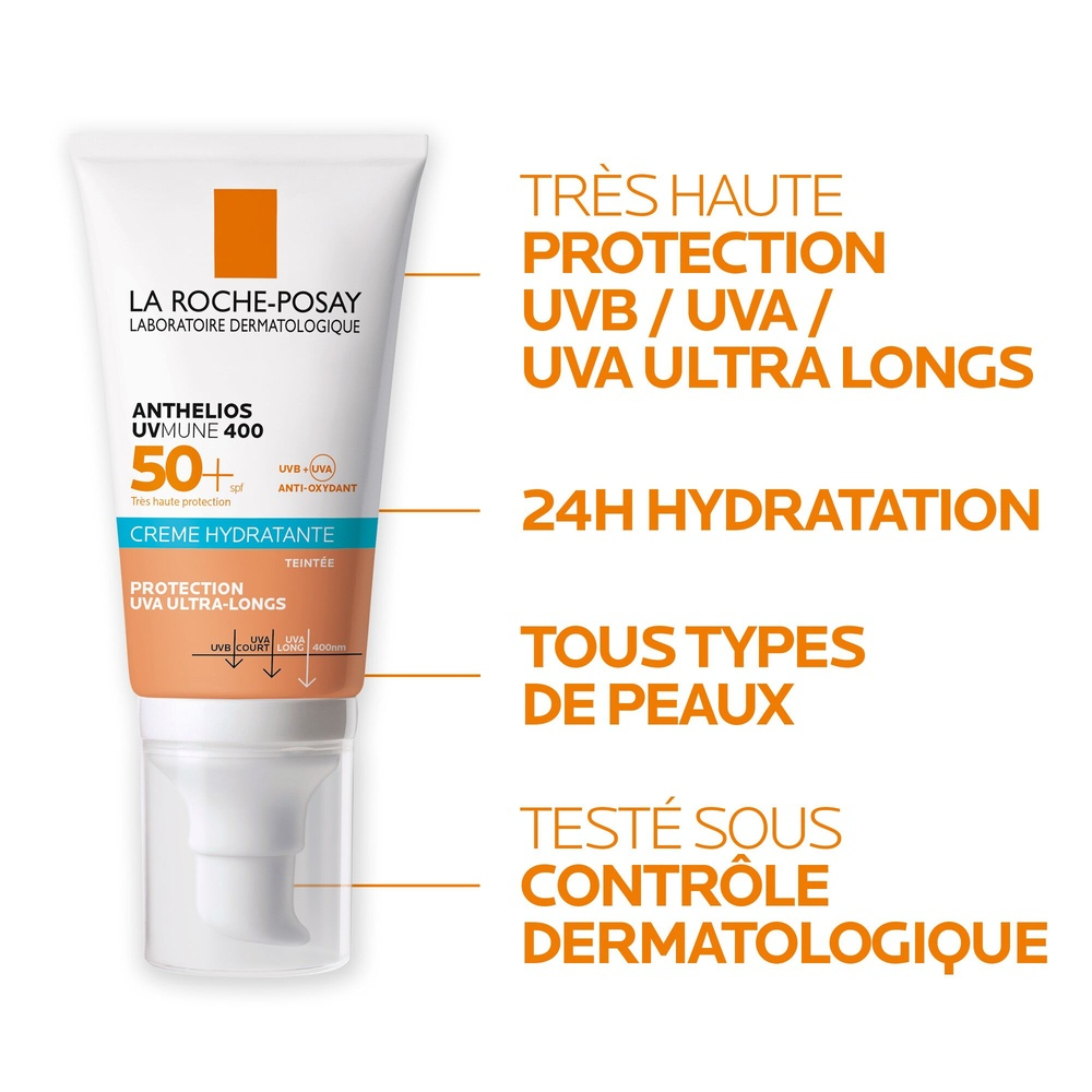 LA ROCHE-POSAY – Anthelios UVMUNE 400 Crème Solaire Hydratante Teintée SPF50+ – 50ml 1