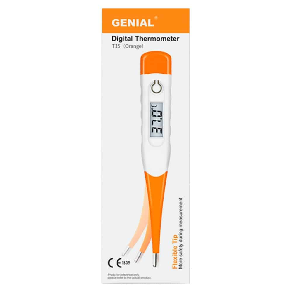 GENIAL – Thermomètre Digital Pointe Flexible (t15sc) Orange – 1u