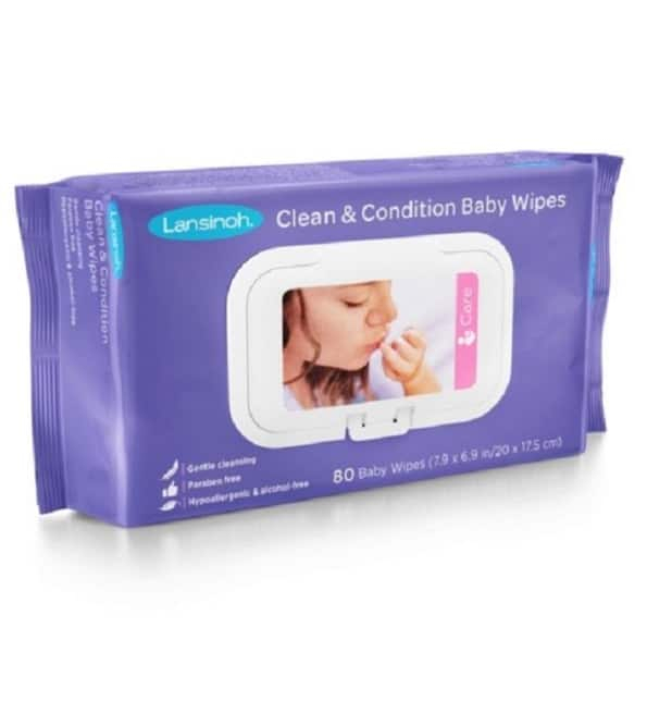LANSINOH – Lingettes Nettoyantes Bébés À La Lanoline – 80u