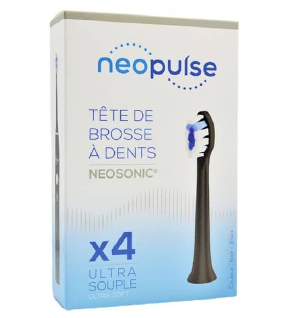 NEOPULSE – Neosonic Têtes De Brosse À Dent Ultra-souple Noir – 4u