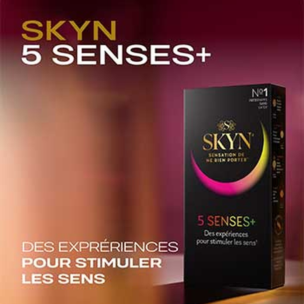 SKYN – Préservatif 5 Senses (Intense Feel, Cocktail Club, Elite, Hot, Cold) sans Latex – 5u 1