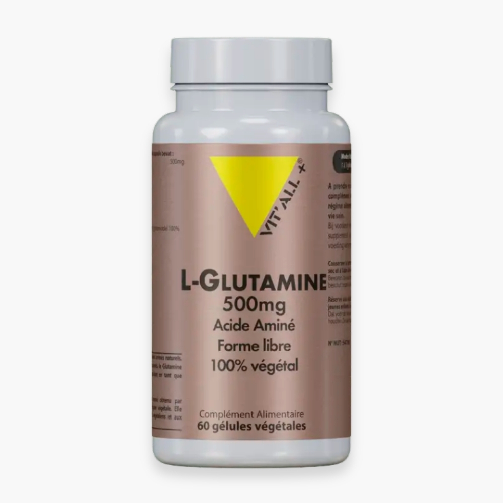 VITALL+ – L-Glutamine 500mg Acide Aminé Forme Libre 100% Végétal – 60 Gélules