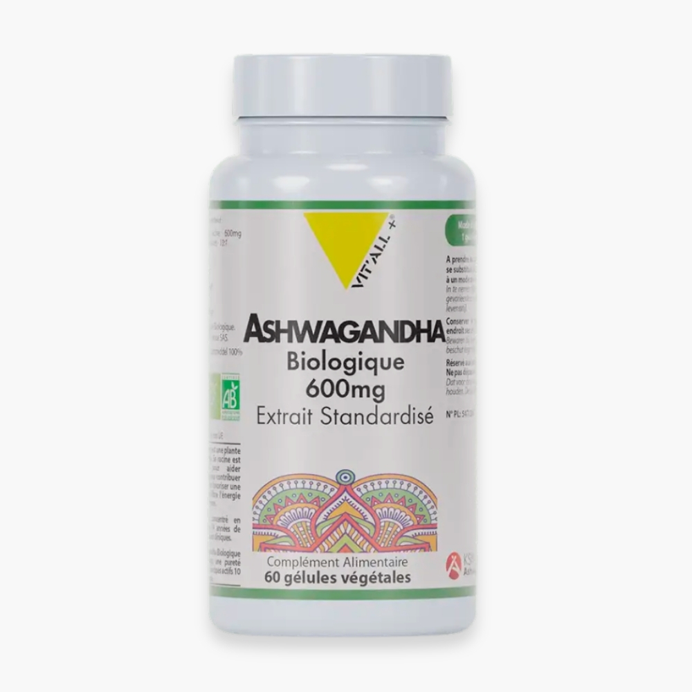 VITALL+ – Ashwagandha Biologique 600mg Extrait Standardisé – 60 Gélules
