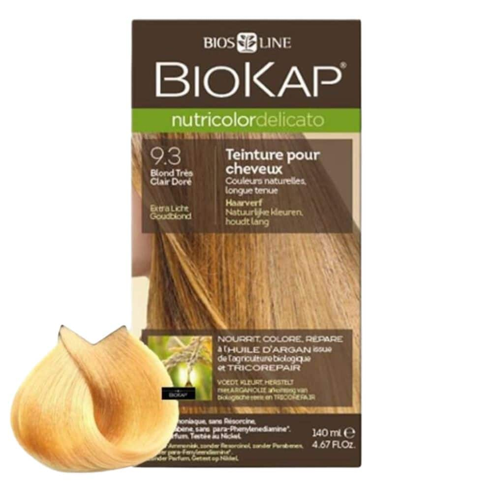 BIOKAP – Nutricolor Delicato Coloration Naturelle Cheveux Délicats – 140ml – 9.3 – Blond Très Clair Doré