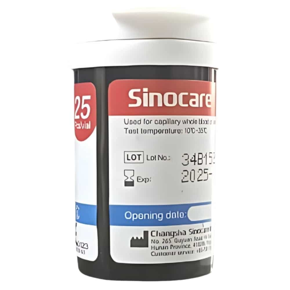 SINOCARE – Safe Aq Bandelettes De Test De Glycémie – 25u