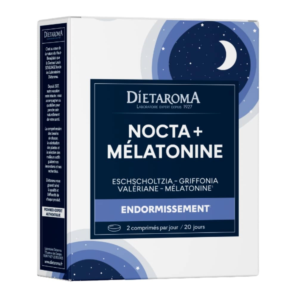 DIETAROMA – Nocta+ Mélatonine Endormissement – 40 Comprimés