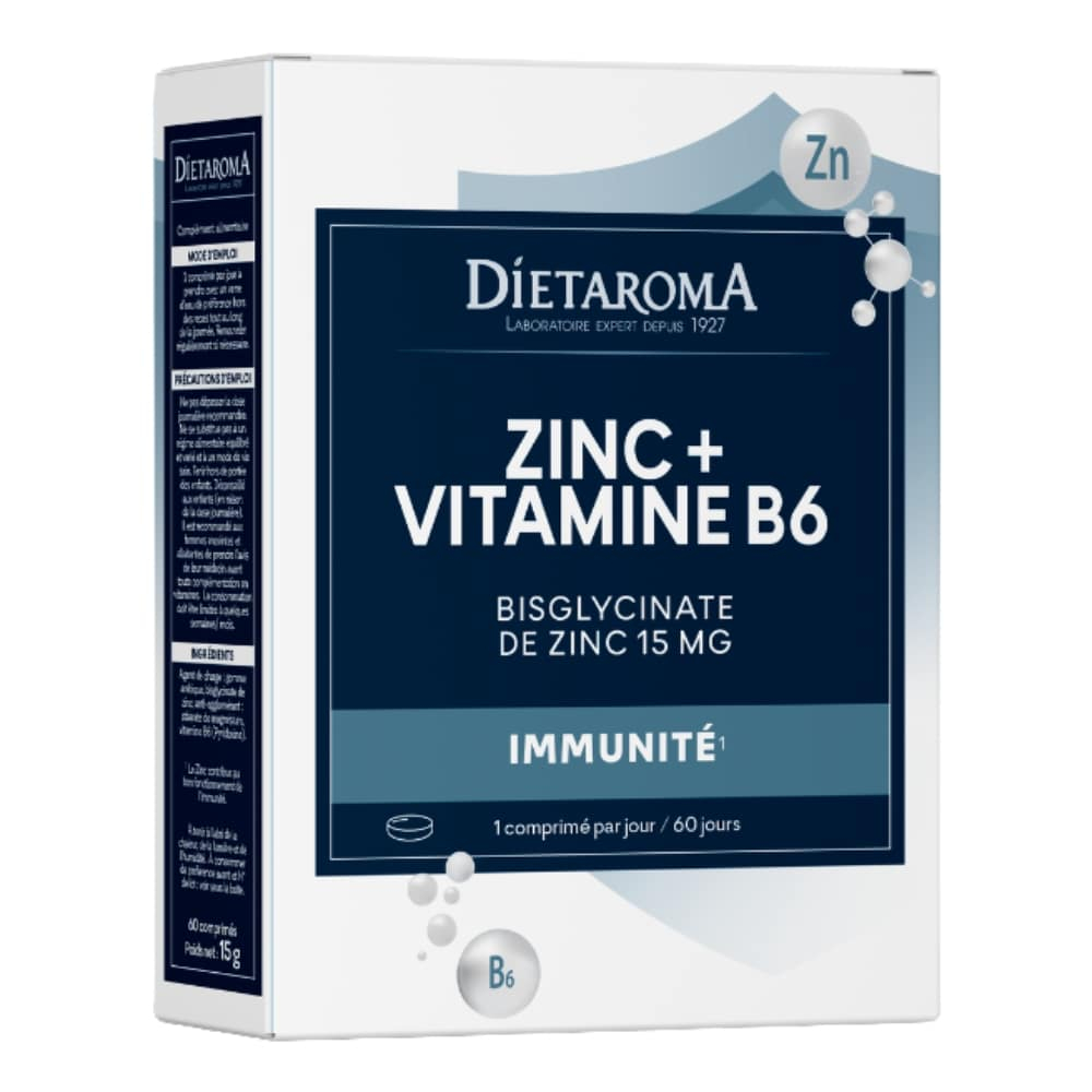 DIETAROMA – Zn Zinc Et Vitamine B6 Immunité – 60 Comprimés