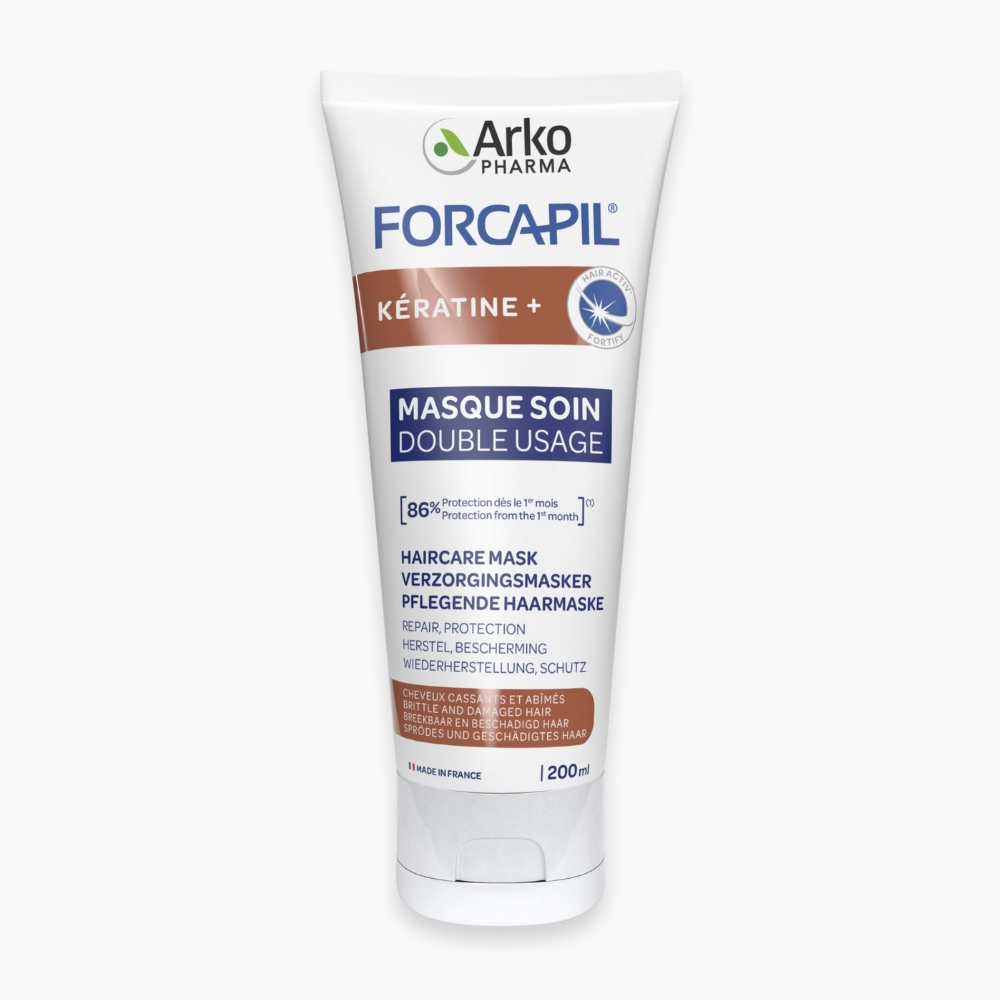 ARKOPHARMA – Forcapil Kératine+ Masque Soin Double Usage – 200ml