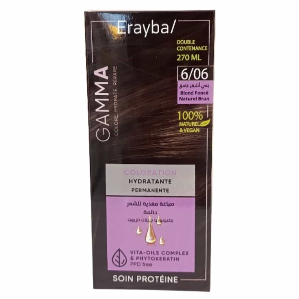 ERAYBA – Gamma Coloration Hydratante Permanente Naturelle – 6.06 – Blond Foncé Naturel Brun