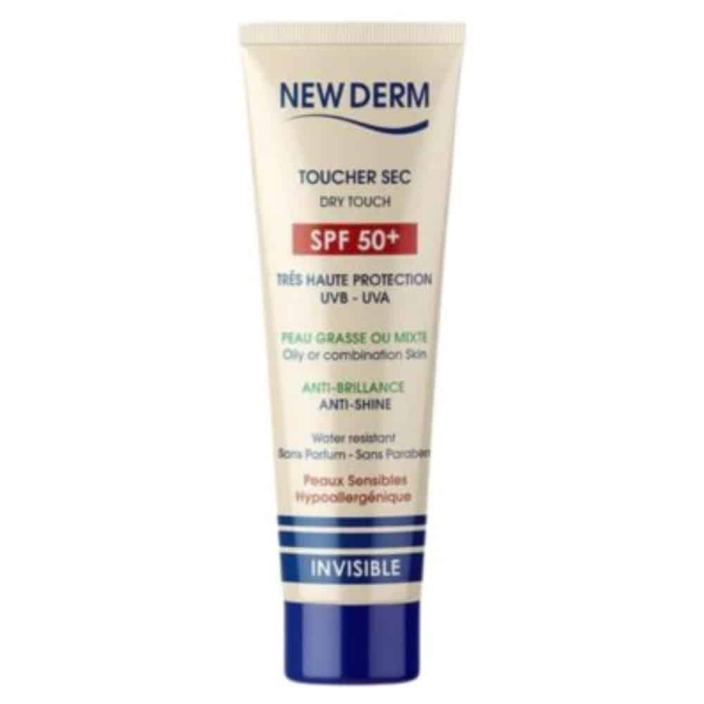 NEW DERM – Écran Solaire Toucher Sec SPF50+ – 50ml