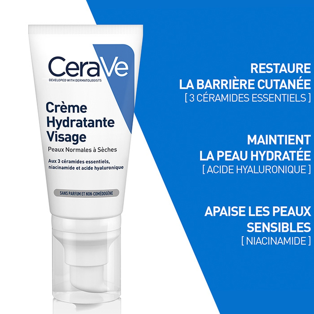 CERAVE – Crème Hydratante Visage Peau Normale à Sèche – 52ml 1
