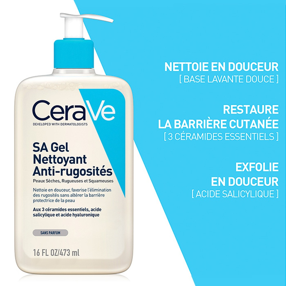 CERAVE – SA Gel Nettoyant Anti-Rugosités Peau Sèche, Rugueuse & Squameuse – 236ml 1