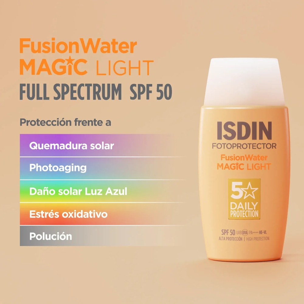 ISDIN – Fotoprotector Fusion Water Magic Color Solaire Teinté Light SPF50 – 50ml 1