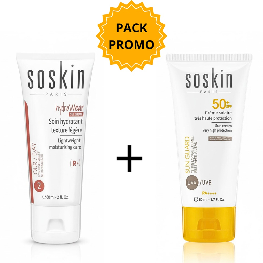 SOSKIN – Creme Invisible Spf50+ 50Ml+Hydrawear Gel Creme Legere 60Ml