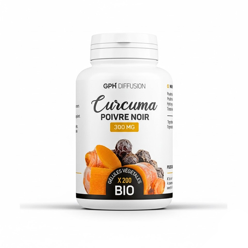 GPH DIFFUSION – Curcuma Gingembre+Poivre Noir 200 Gelules