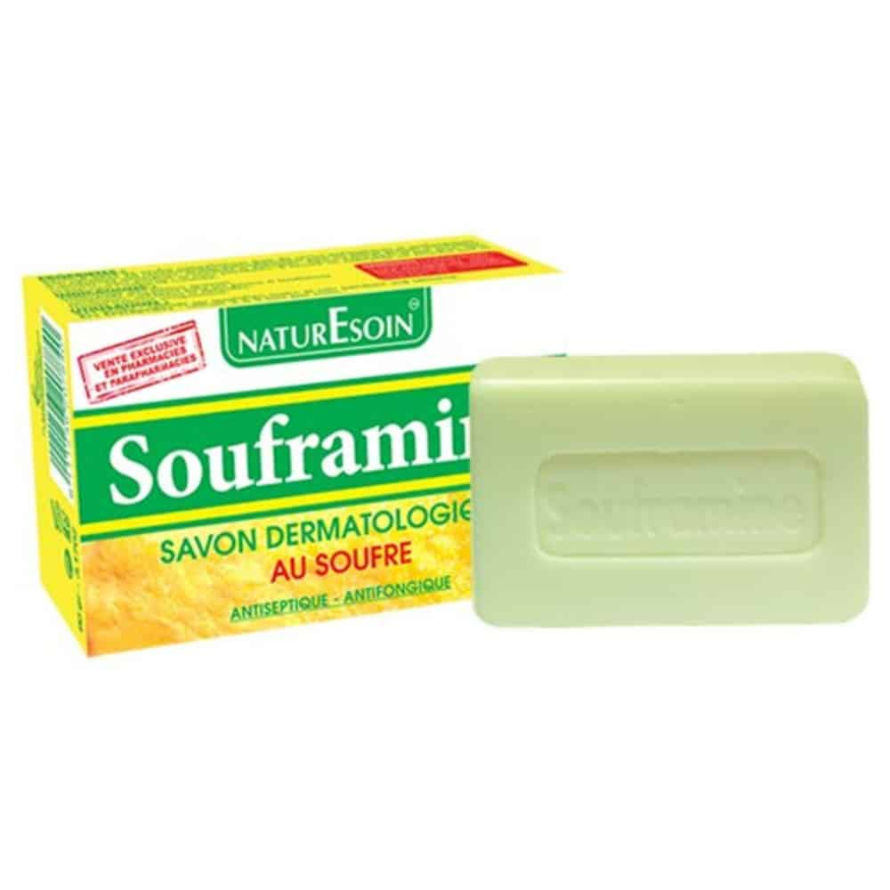 naturesoin-souframine-savon-dermatologique-au-souffre-90g.jpg NATURESOIN – Souframine Savon Dermatologique Au Souffre – 90g