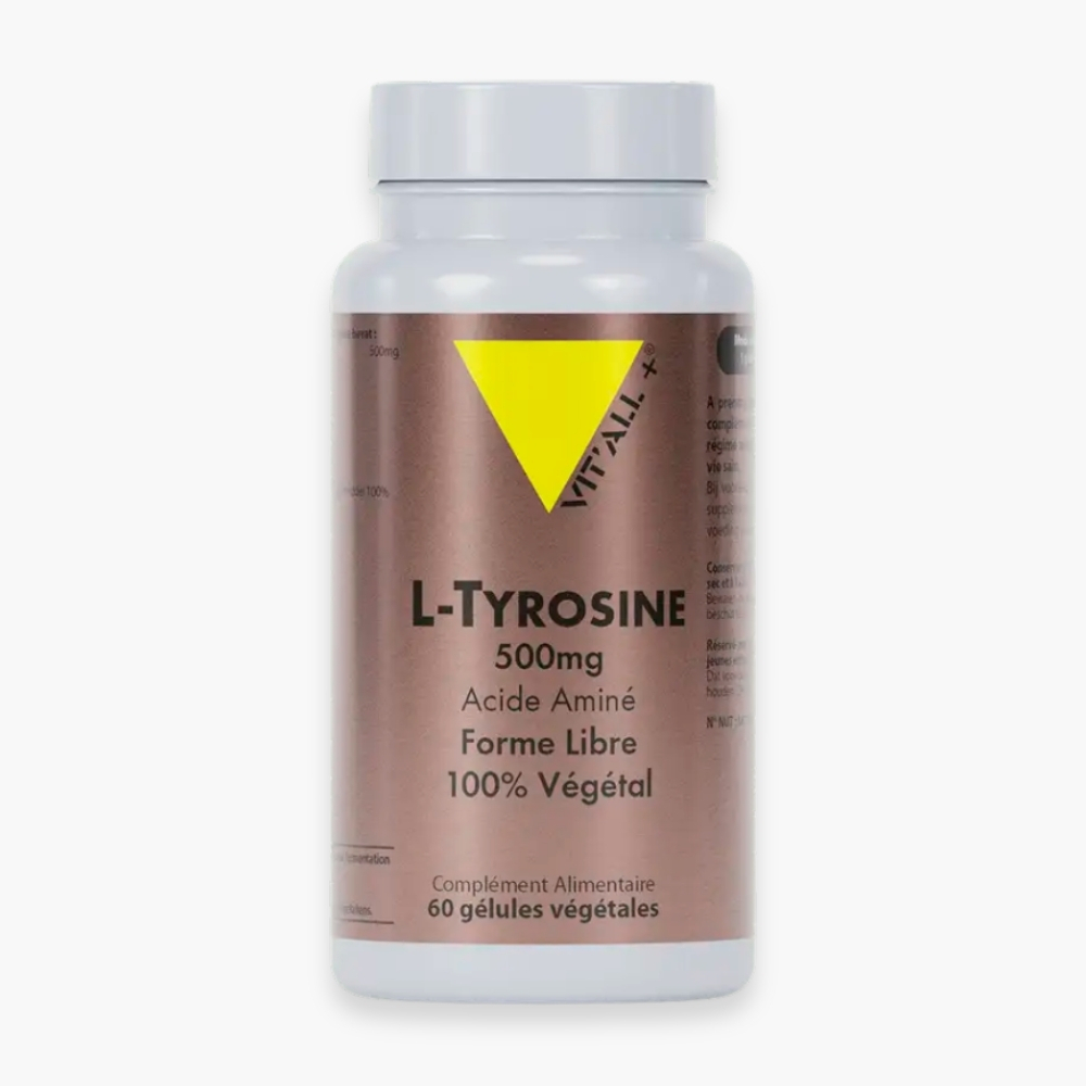VITALL+ – L-Tyrosine 500mg Acide Aminé Forme Libre – 60 Gélules