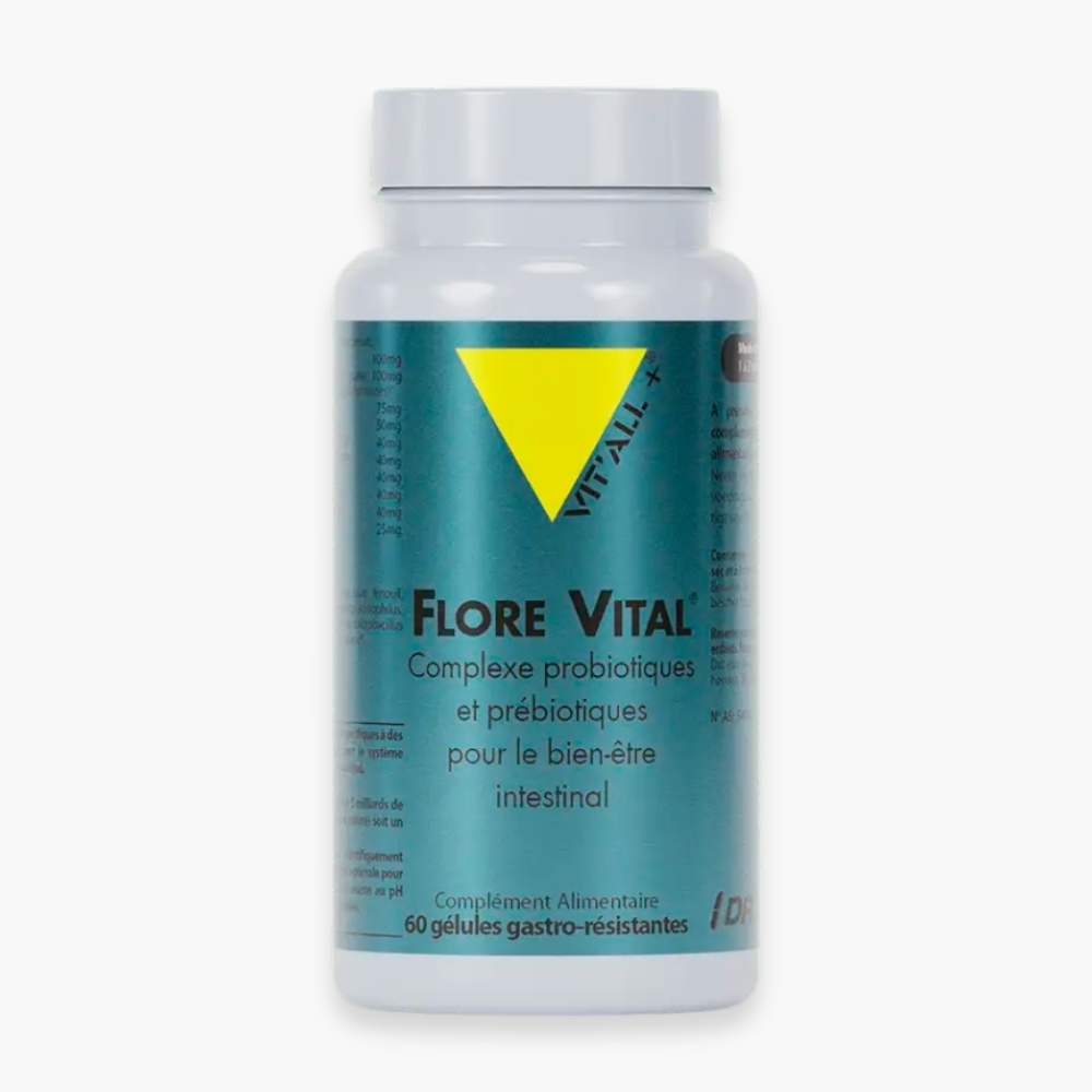VITALL+ – Flore Vital Complexe Probiotiques & Prébiotiques Bien-Être Intestinal – 30 Gélules