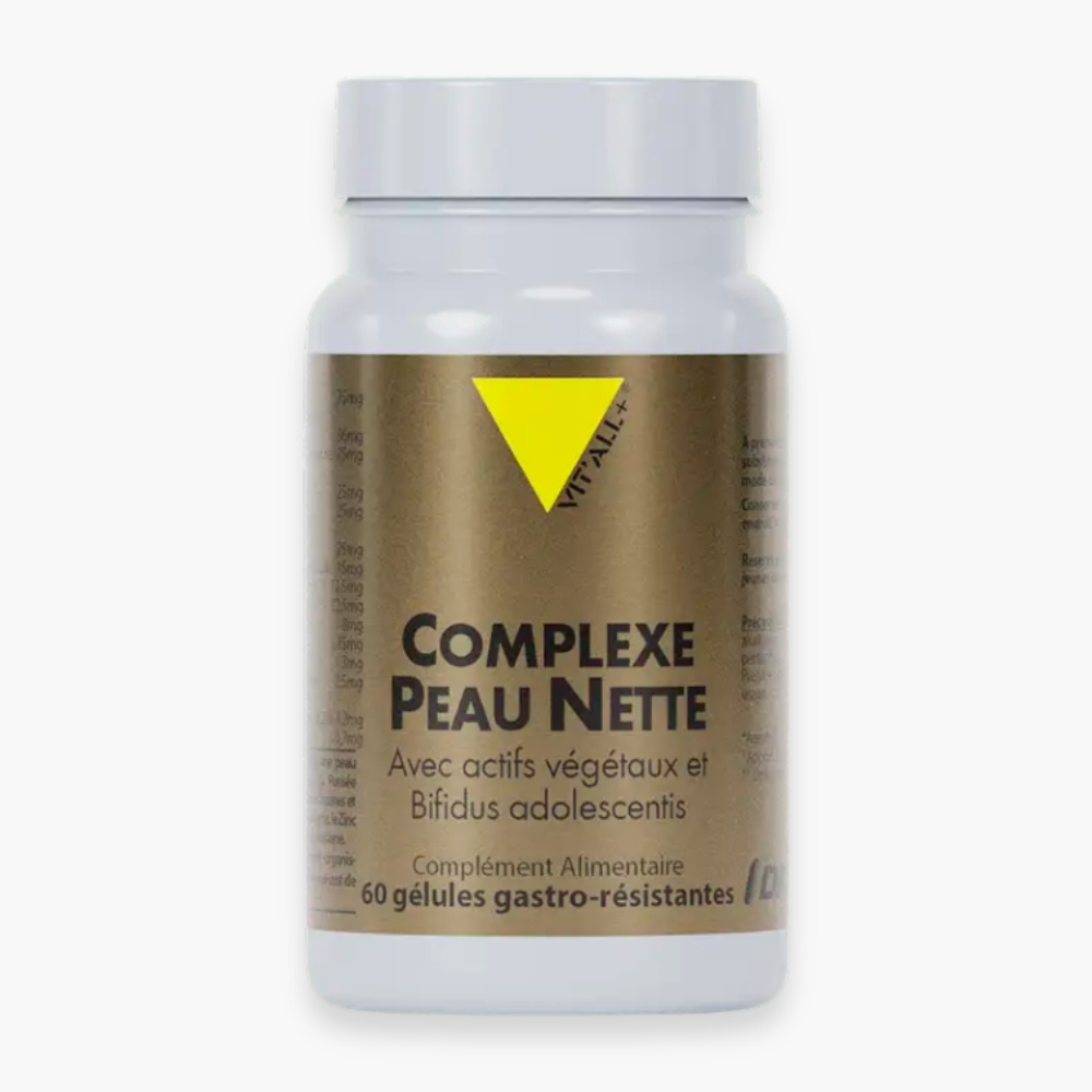 VITALL+ – Complexe Peau Nette avec Actifs Végétaux & Bifidus Adolescentis – 60 Gélules