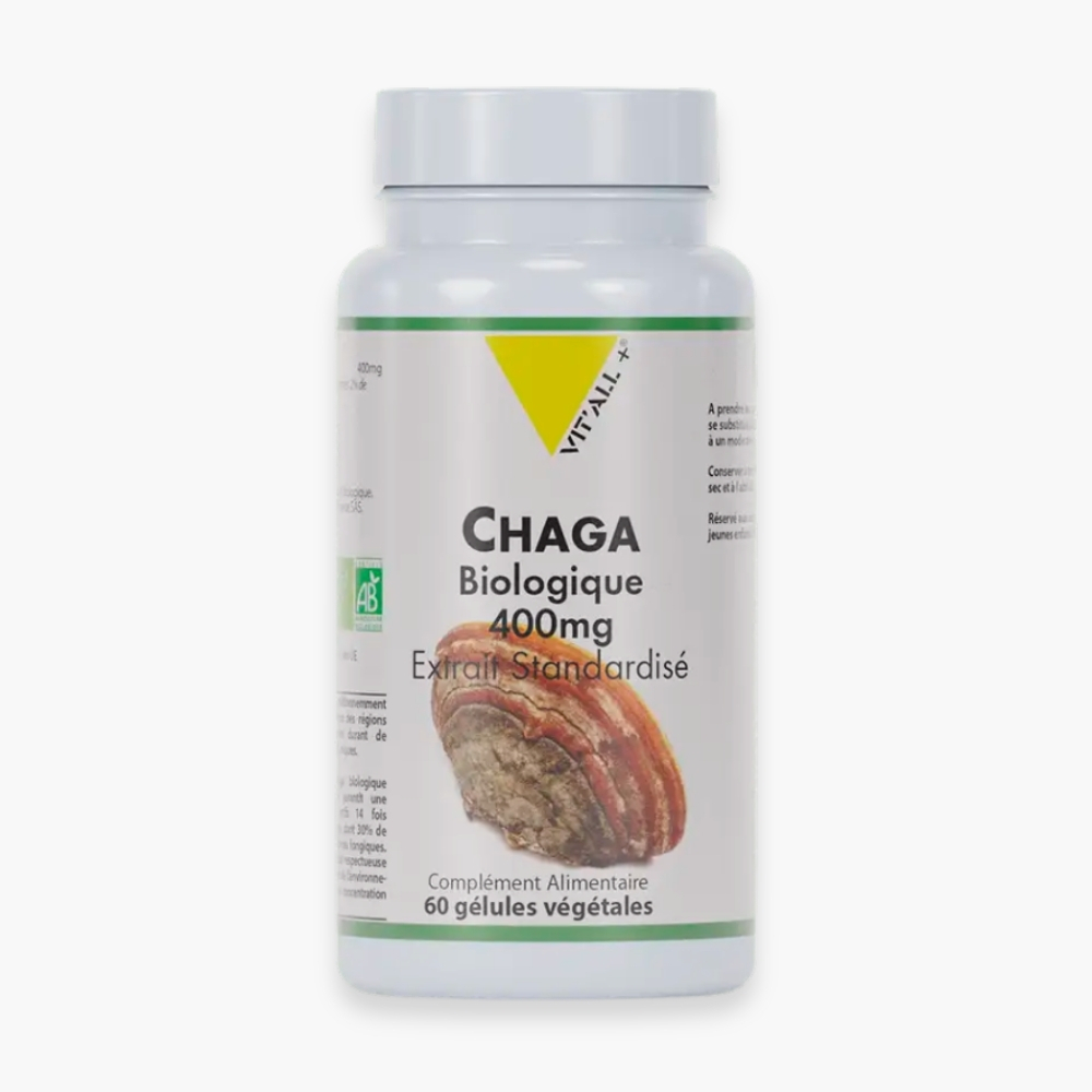 VITALL+ – Chaga Biologique 400mg Extrait Standardisé – 60 Gélules