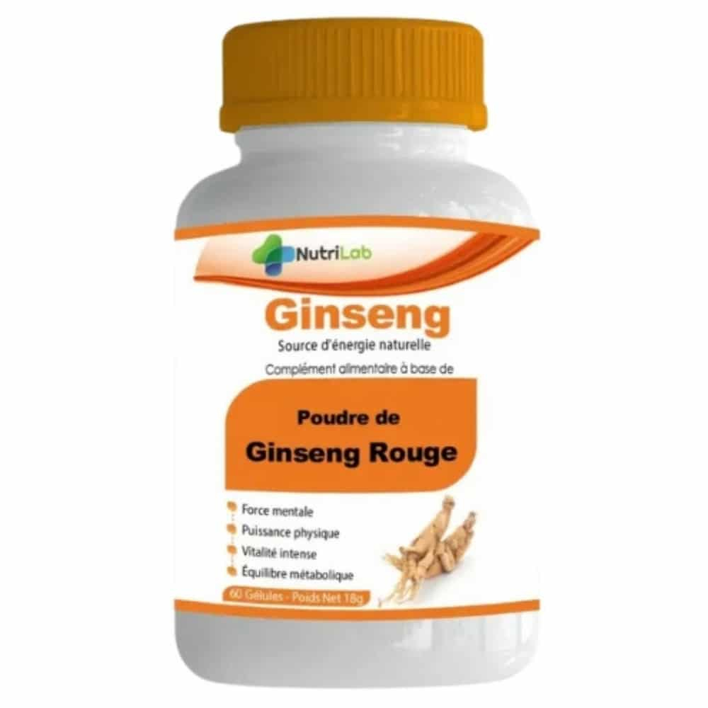 NUTRILAB – Poudre De Ginseng Rouge Source D’energie Naturelle – 60 Gélules