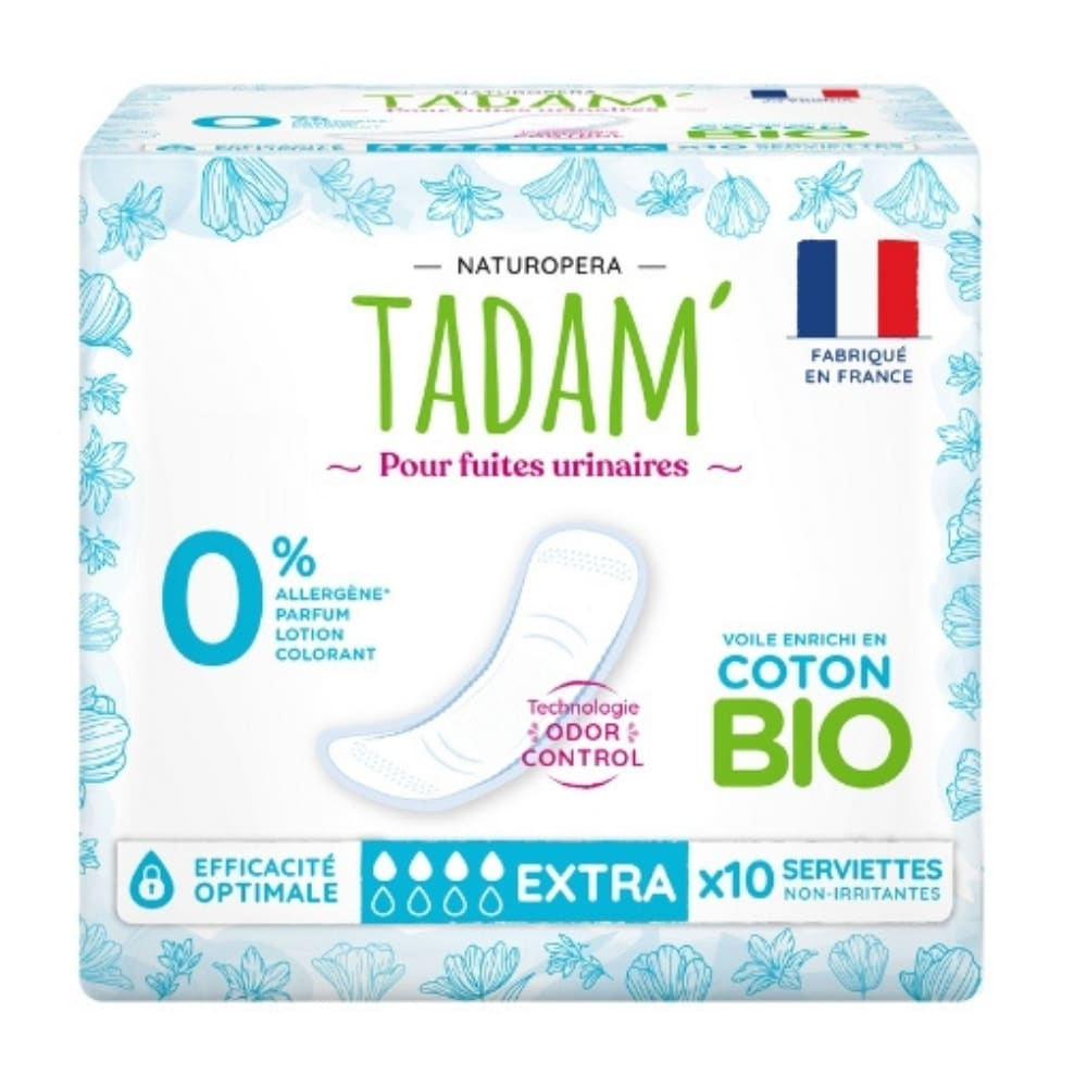 TADAM’ – Serviettes Non-irritantes Fuites Urinaires Bio – Extra – 10u