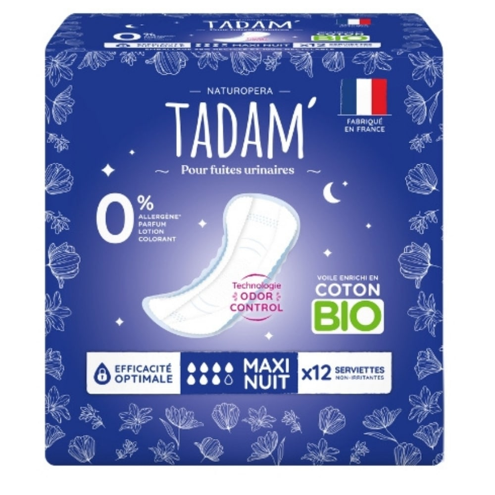 tadam-serviettes-non-irritantes-fuites-urinaires-bio-maxi-nuit-12u.jpg TADAM’ – Serviettes Non-irritantes Fuites Urinaires Bio – Maxi Nuit – 12u