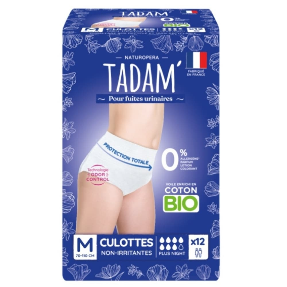 tadam-fuites-urinaires-culottes-non-irritantes-bio-maxi-nuit-70-110cm-m-12u.jpg TADAM’ – Fuites Urinaires Culottes Non-irritantes Bio – Maxi Nuit 70-110cm M – 12u