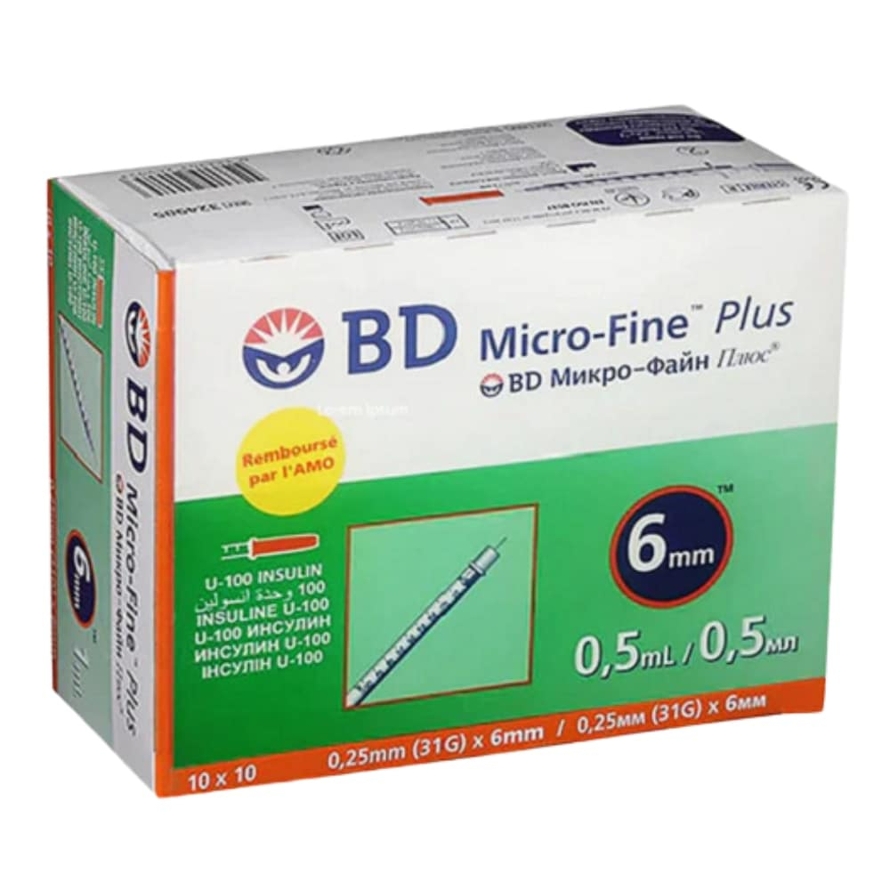 bd-micro-fine-plus-aiguille-insuline-31g-6mm.jpg BD MICRO-FINE – Plus Aiguille Insuline 31g/6mm – 100u