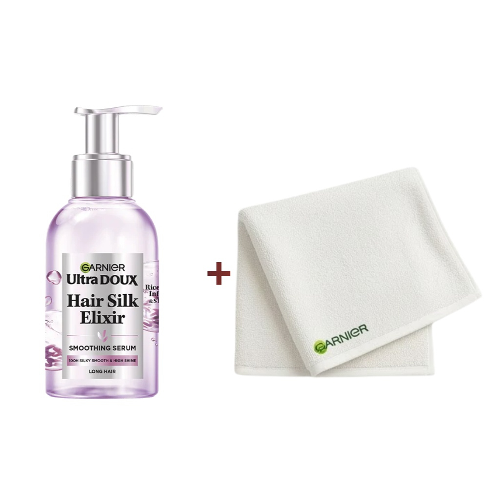 🎁 PACK 🎁 – GARNIER – Ultra Doux Serum Hair Silk Elixir 120ml+Serviette Coffret