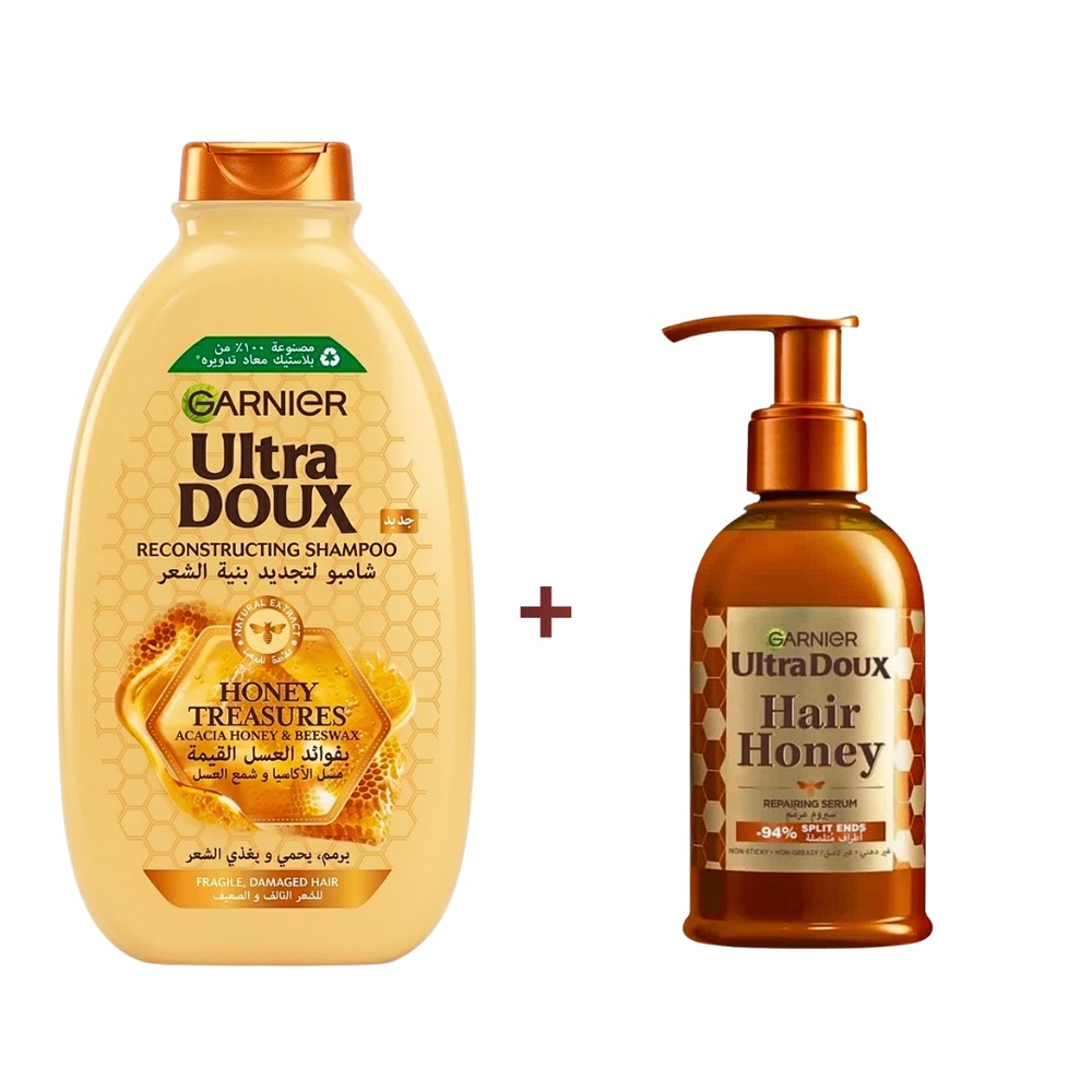 🎁 PACK 🎁 – GARNIER – Ultra Doux Shampoing Reconstructing 200ml+Serum Hair Honey 115ml
