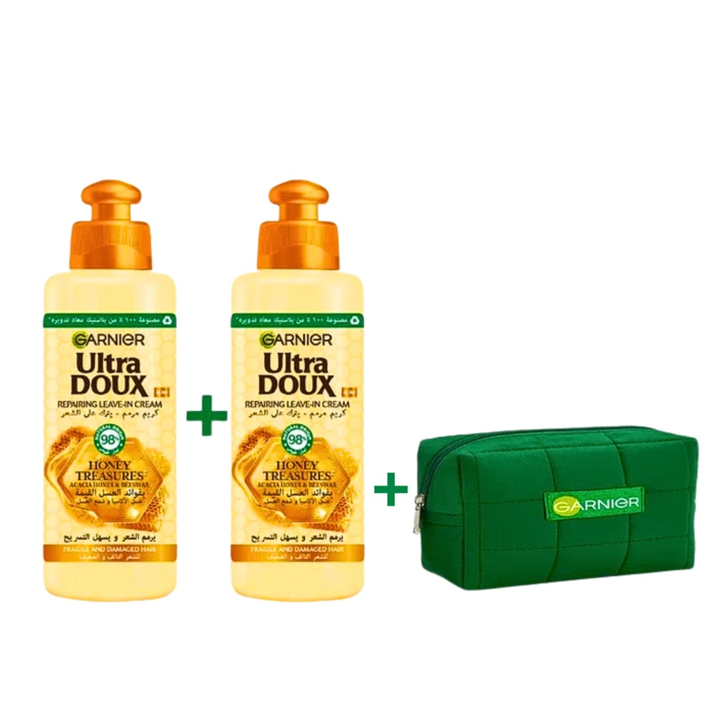 🎁 PACK 🎁 – GARNIER – Ultra Doux Smoothing Leave in Cream x2 + Trousse
