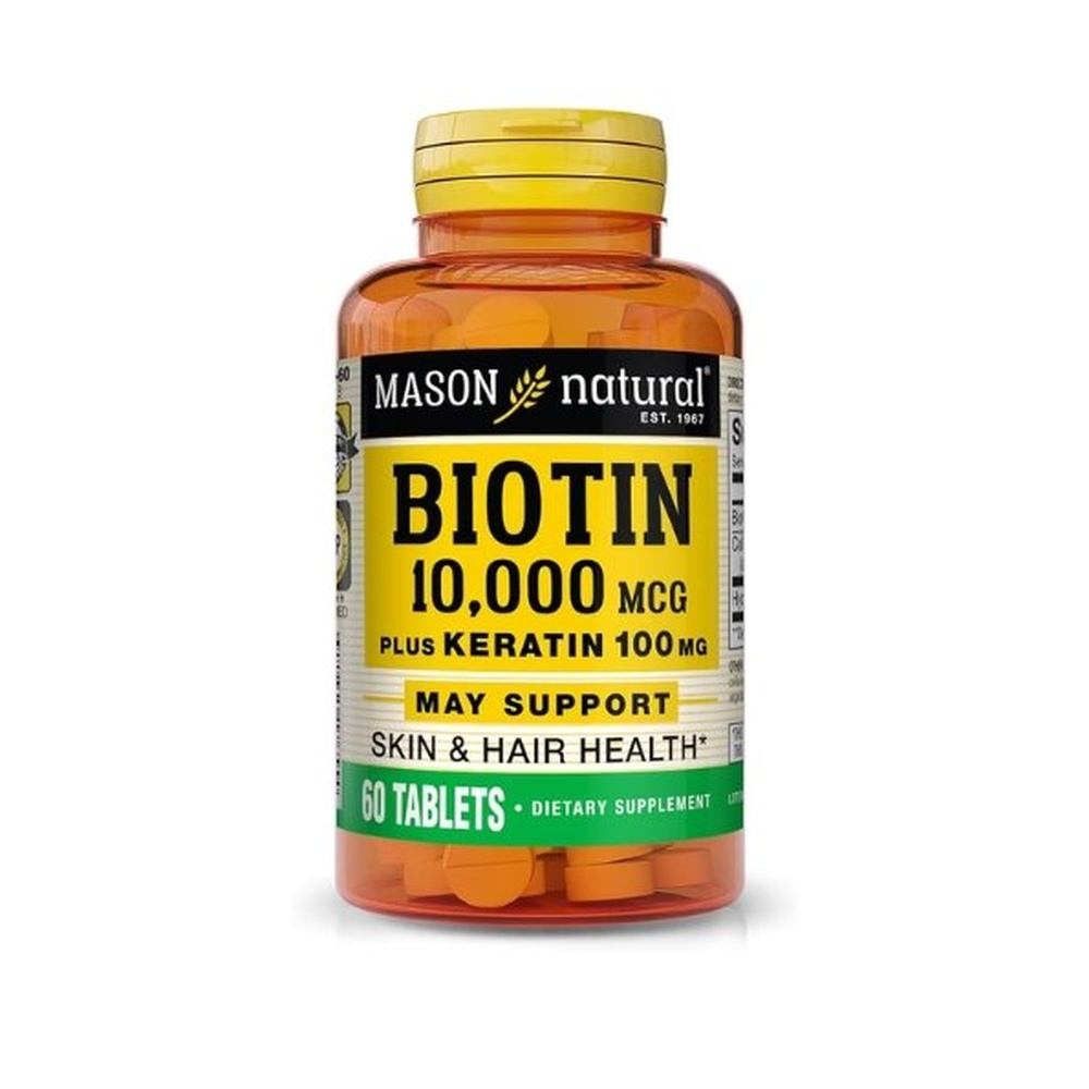MASON NATURAL – Biotin 10000mcg plus keratin 100mg 60 tablets