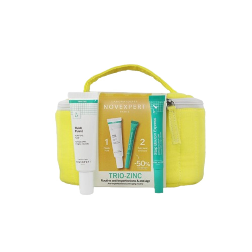 🎁 PACK 🎁 – NOVEXPERT – Fluide Purete TrioZin 30ml+Stop Bouton Express 7ml Trousse