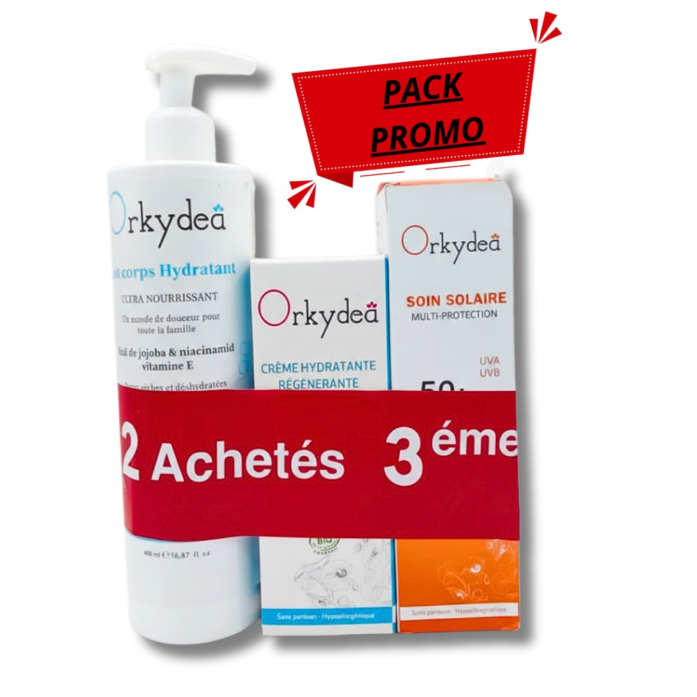 🎁 PACK 🎁 – ORKYDEA – duo pack Lait corps Hydrat+ecran solaire+creme hydratant