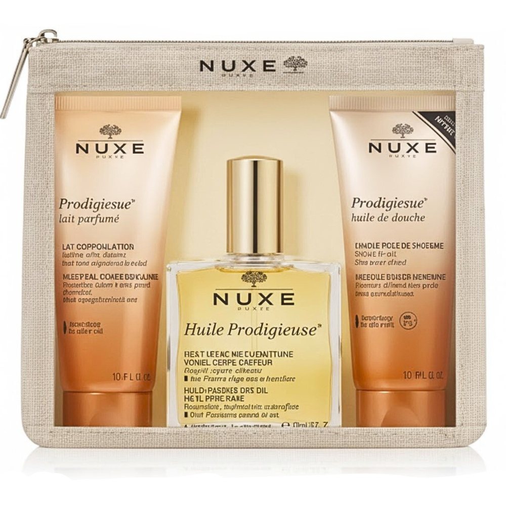 🎁 PACK 🎁 – NUXE – Prodigieux trousse huile douche+huile seche 100ml+Lait parfum