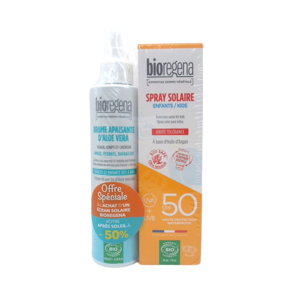 🎁 PACK 🎁 – BIOREGENA – duo pack spray enfant 90ml+brume aloevera 200ml 50%