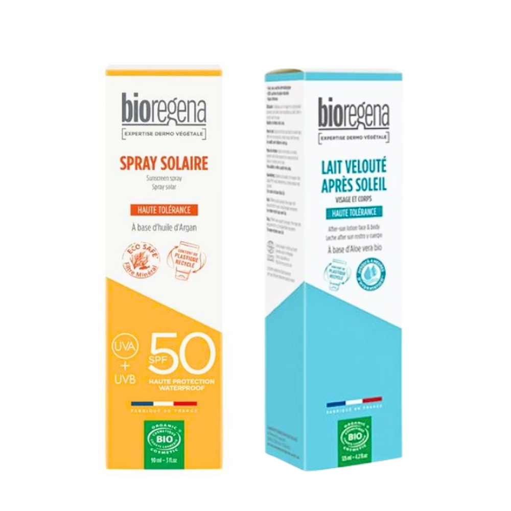 🎁 PACK 🎁 – BIOREGENA – duo pack spray solaire 90ml+lait veloute 125ml 50%