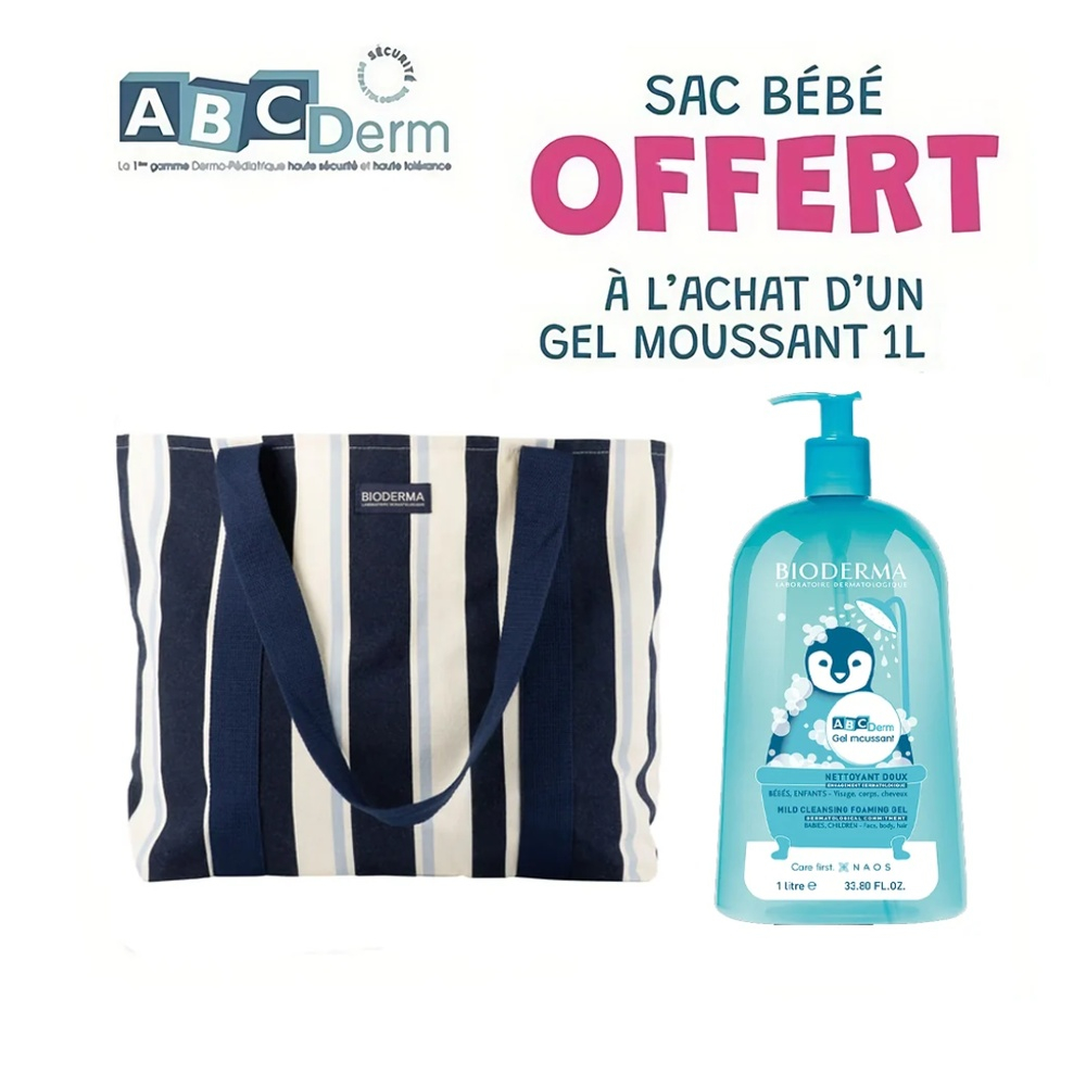 🎁 PACK 🎁 – BIODERMA – Abcderm Gel Moussant 1L Sac a Langer