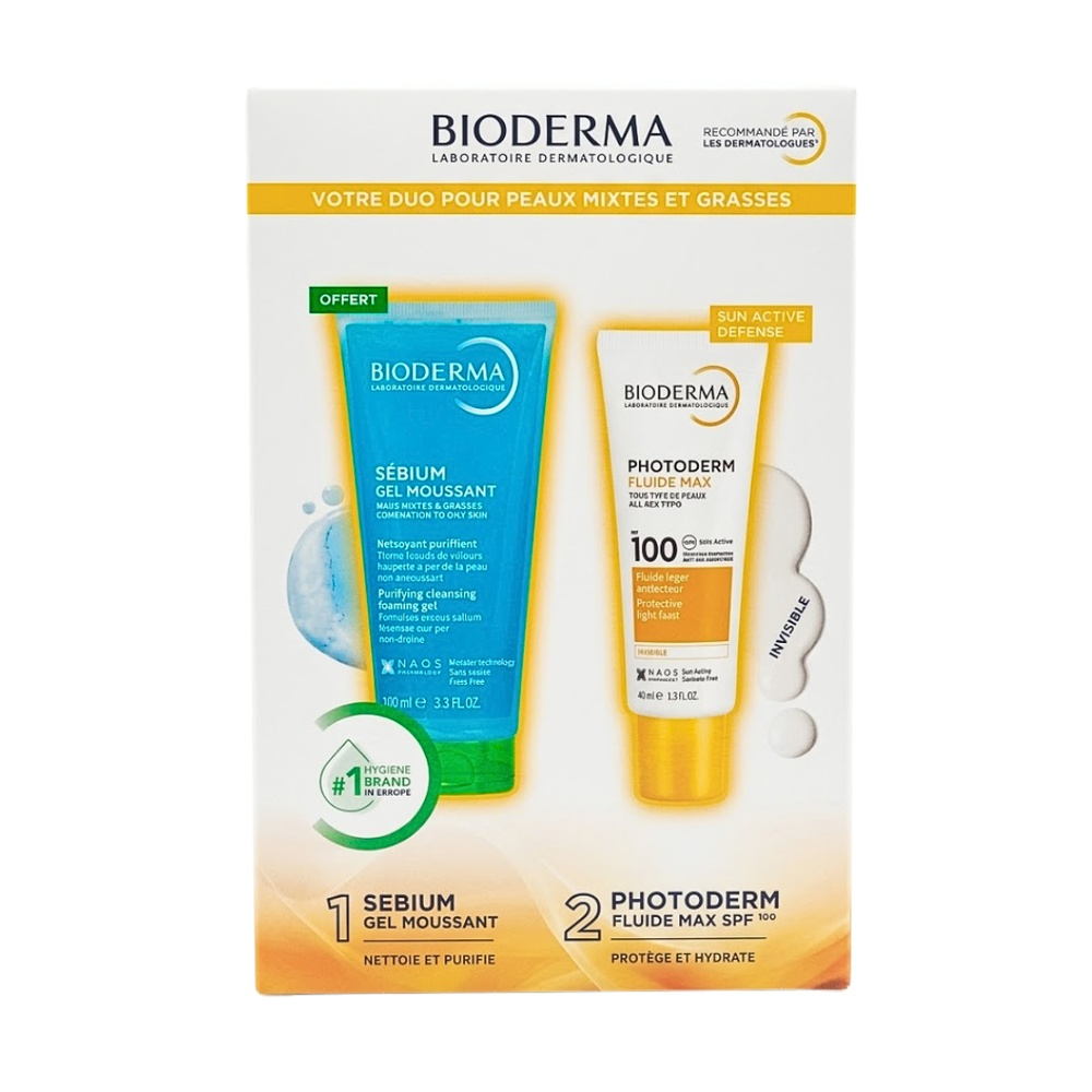 🎁 PACK 🎁 – BIODERMA – Photoderm Xdefense Ultra Fluide 01 Teinte+Sebium gel Mouss 100ml pack