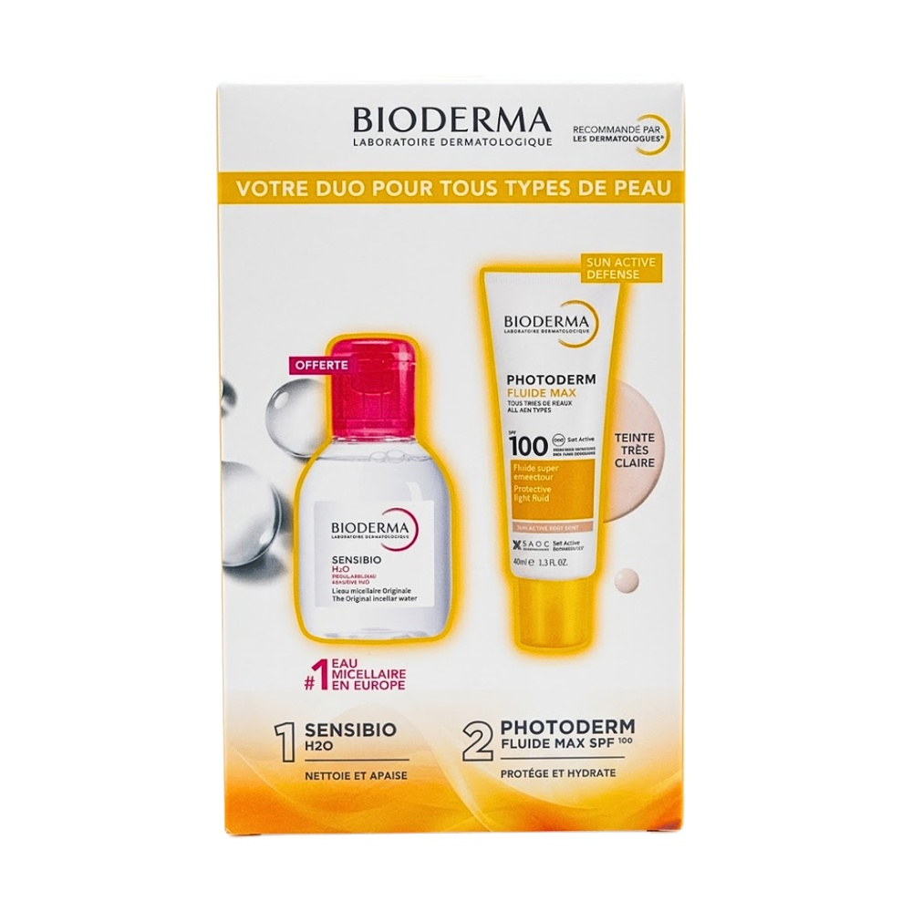 🎁 PACK 🎁 – BIODERMA – Photoderm Xdefense Ultra Fluide 02 Teinte+Sensibio H2O 100ml pack