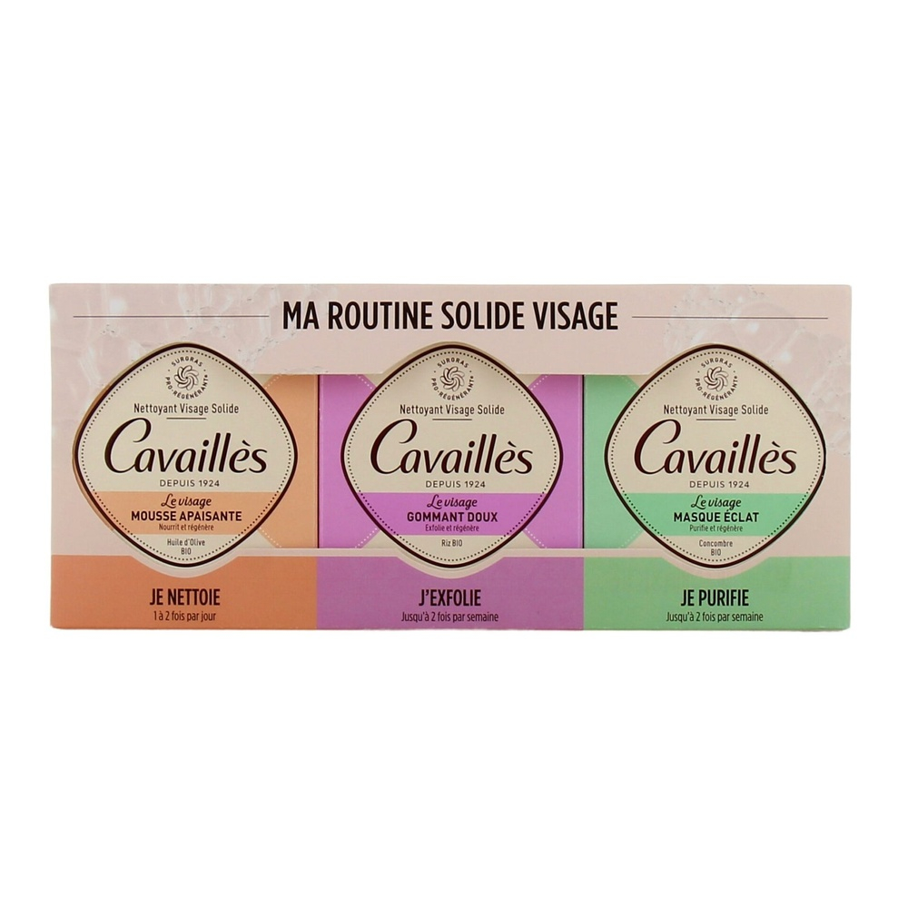 🎁 PACK 🎁 – CAVAILLÈS – Coffret Ma Routine Solide Visage 3*210gr