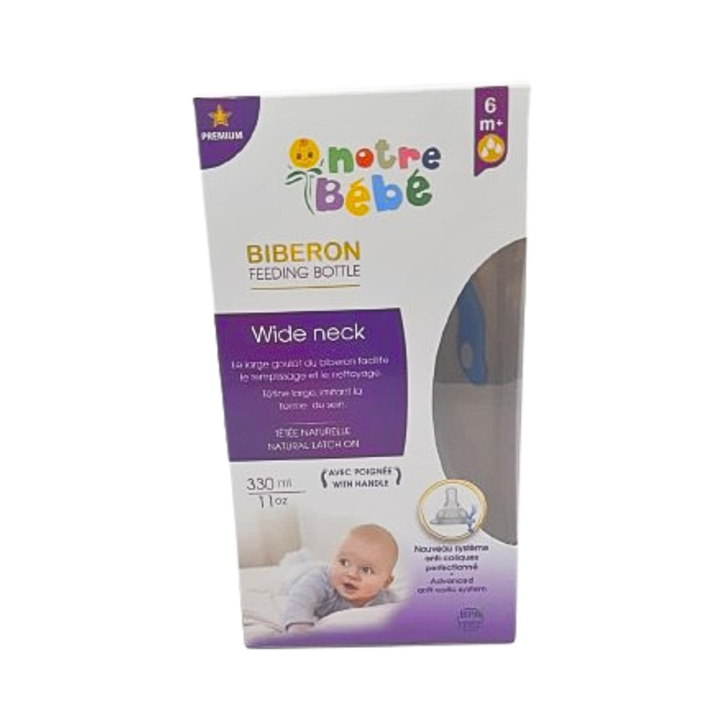 NOTRE BÉBÉ – Biberon Wide Neck Avec Poignet +6m 330ml